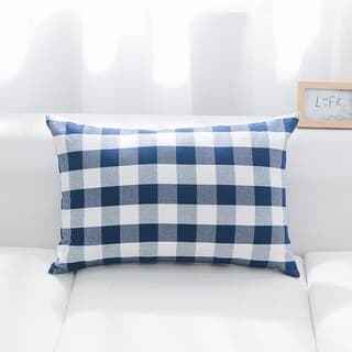 Indigo And White Buffalo Check With Microgel Feather-Like Insert Pillow ...