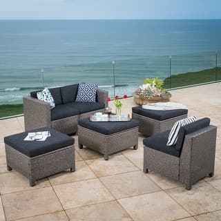 Puerta Outdoor 7-piece Wicker Daybed Set with Cushions by Christopher ...