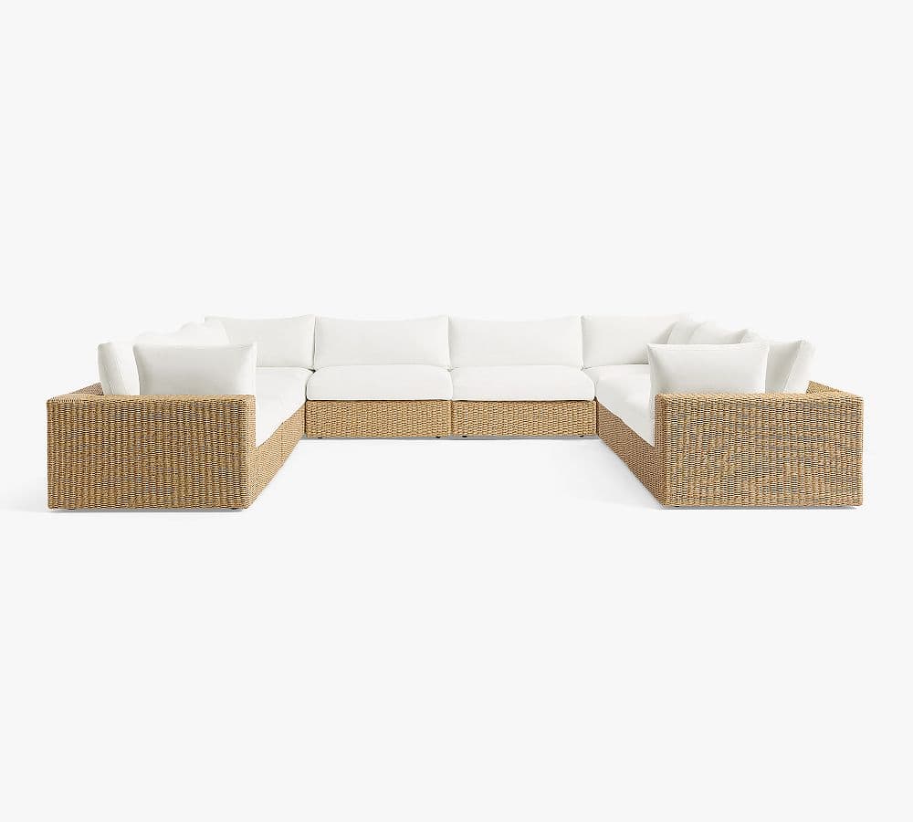 Kostas Wicker 8-Piece U-Shaped Outdoor Sectional (172") | Pottery Barn
