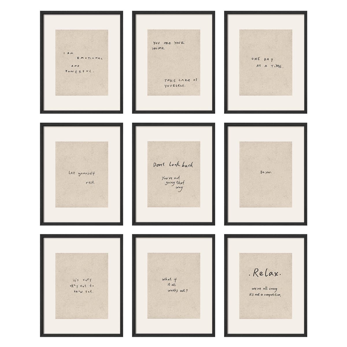SIGNLEADER 9-Piece Framed Inspirational Quote Wall Art Set – Minimalist ...