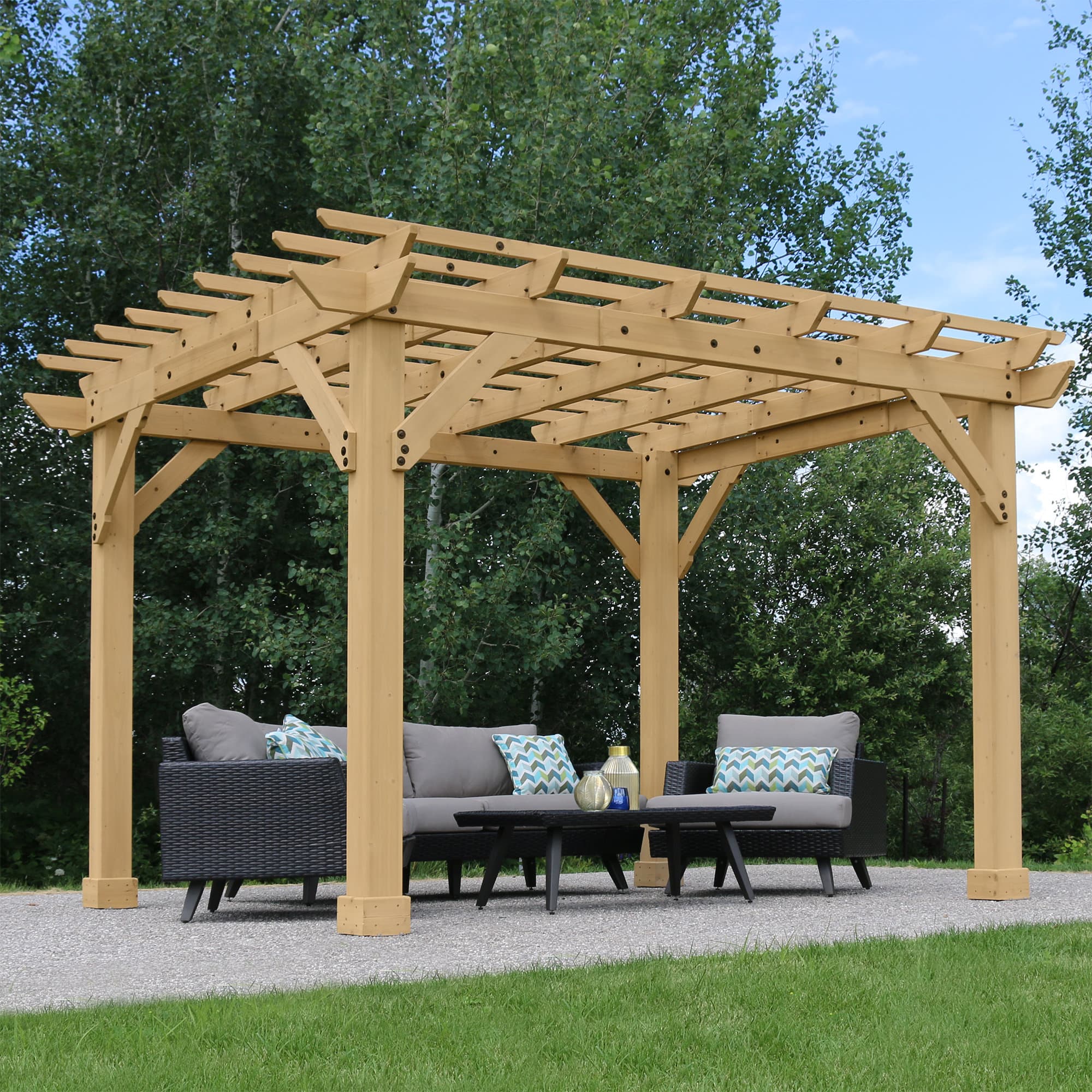 Yardistry 10' x 12' Pergola Premium Cedar Wood Structure with ...