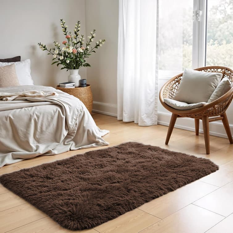Ebern Designs Cozy Plush Shag Rug in Brown – Warm & Comfortable ...