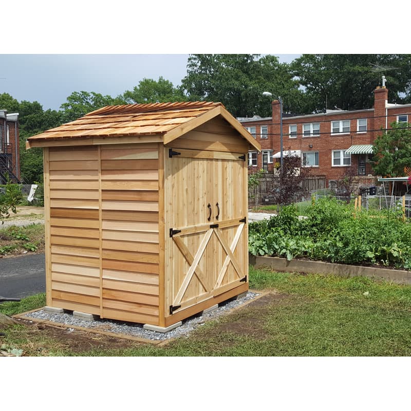 Cedarshed Rancher 6 ft. W x 6 ft. D Western Red Cedar Wood Storage Shed ...