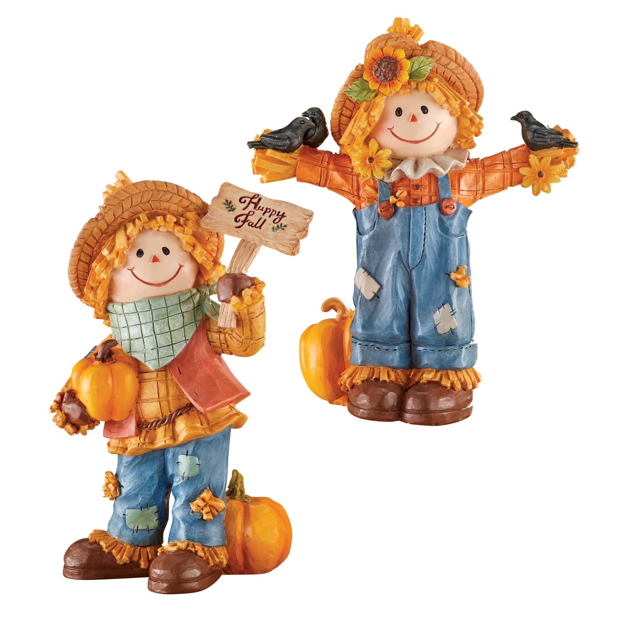 The Holiday Aisle® Hand-Painted Charming Happy Fall Scarecrow Figurines ...