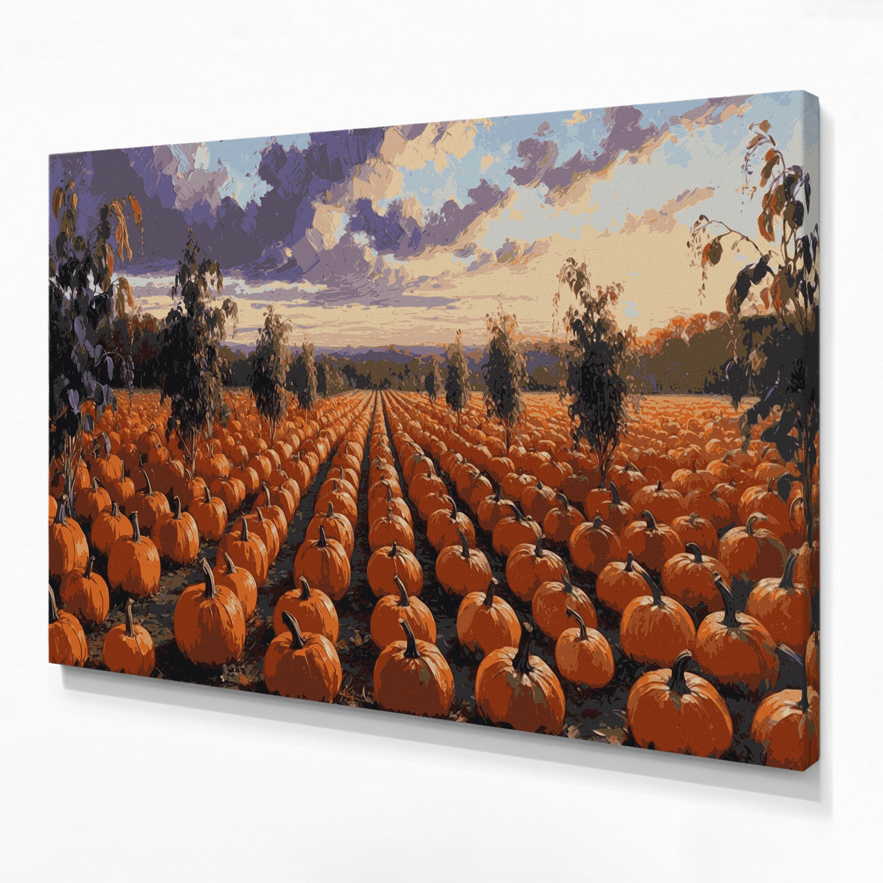 Ophelia & Co. Farm Pumpkin Patches Brown Canvas Wall Art | Wayfair