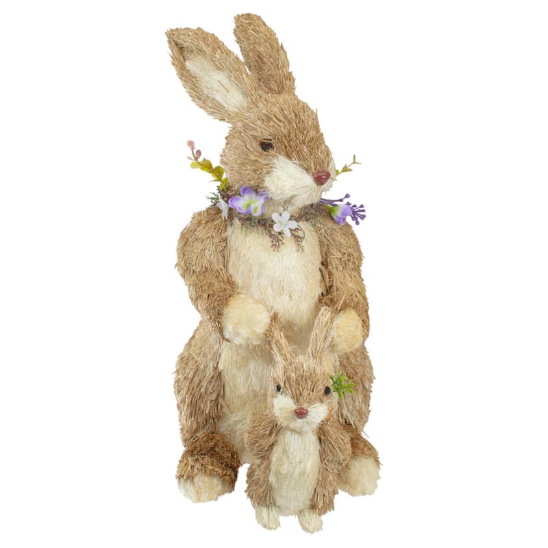 Northlight Seasonal Sisal Mommy and Baby Bunny Easter Figure | Wayfair