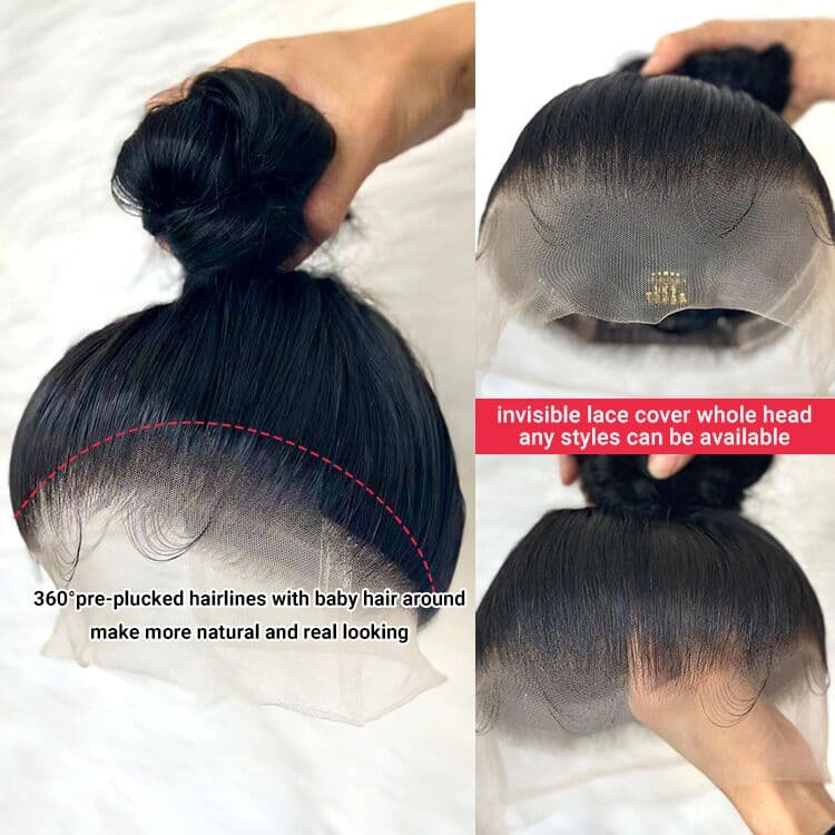 Straight Hair 360 Frontal Bob Wig Short Full Lace Bob Wig 12 inchces ...