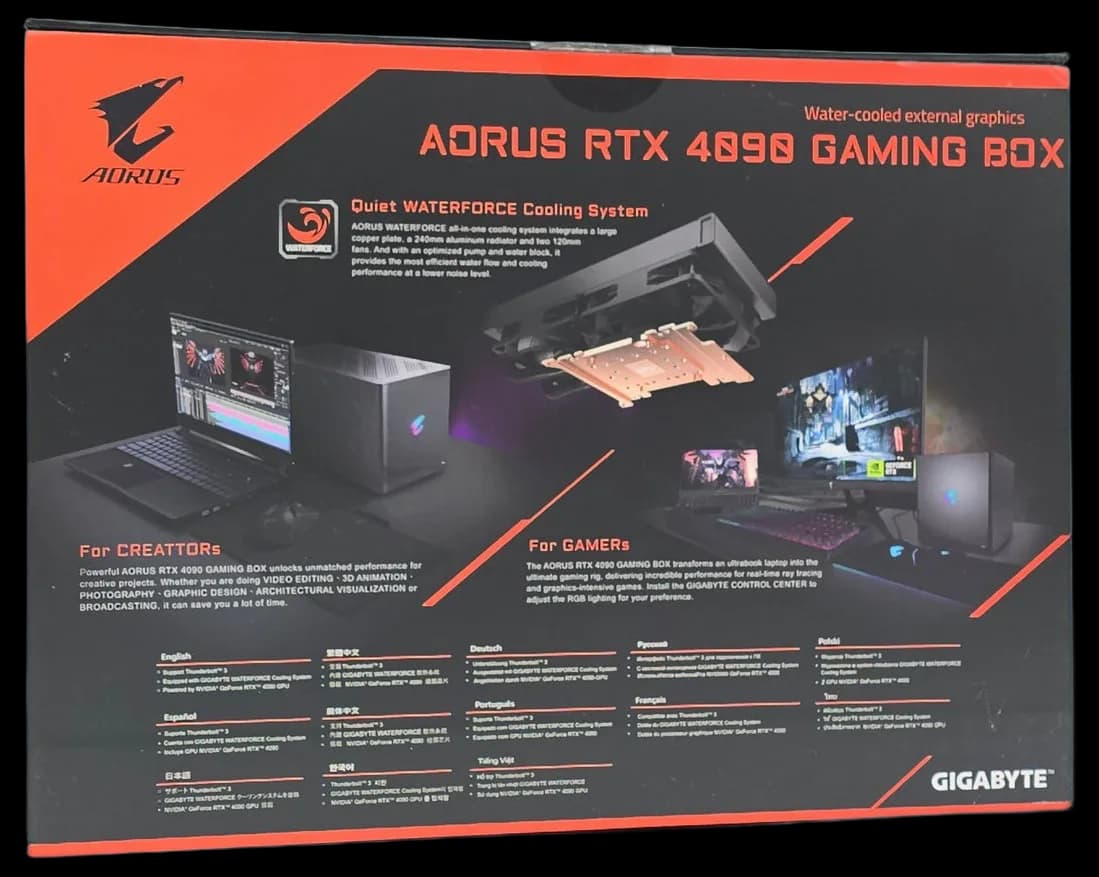 Aorus RTX 4090 Gaming Box eGPU, WATERFORCE All-in-One Liquid Cooled – MBPC