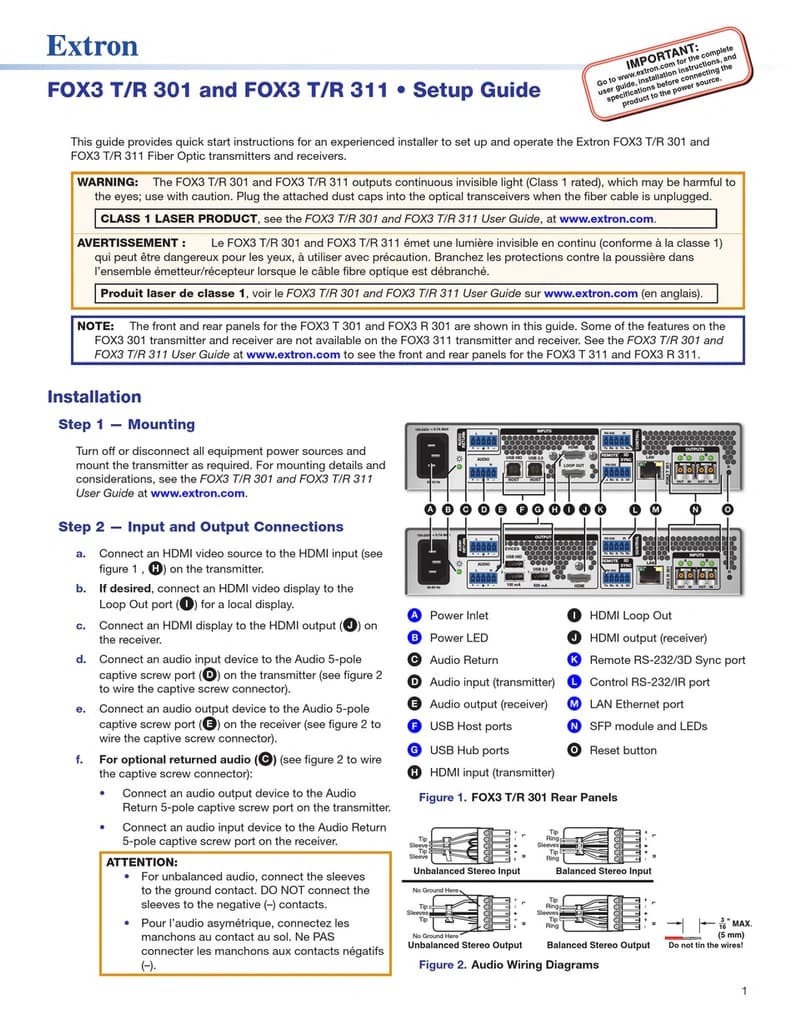 EXTRON ELECTRONICS FOX3 T 301 USER MANUAL Pdf Download | ManualsLib