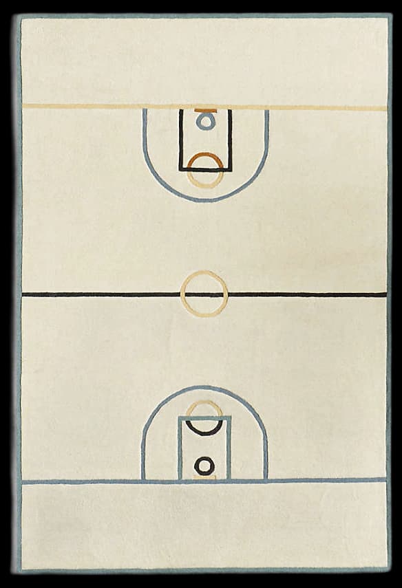 Blue Basketball Court Area Rug, Sports Basketball Venue Non Slip Kids ...