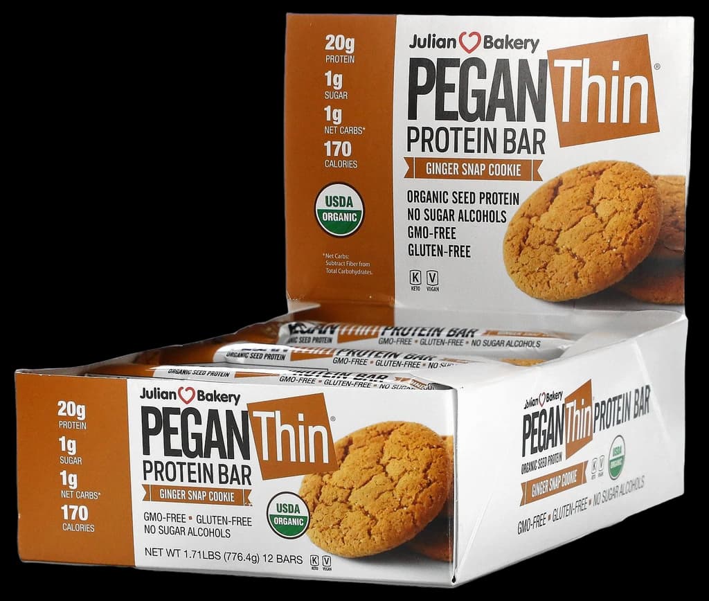 Julian Bakery Pegan Thin Protein Bar - Chocolate Lava (12 Bars, 2.29 oz ...