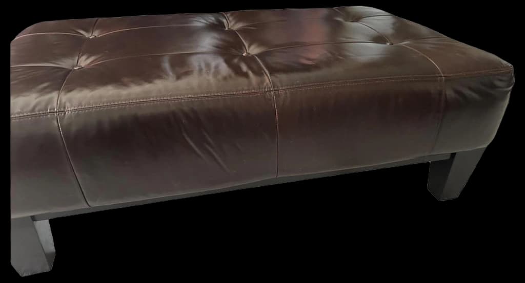 Pottery Barn Sullivan Large Tufted Leather Ottoman - AptDeco
