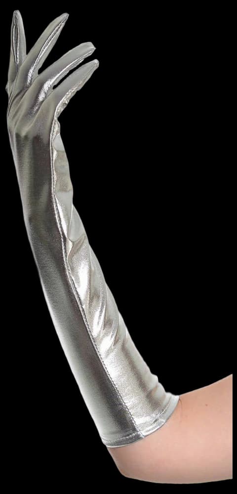 Women's Metallic Silver Costume Opera Gloves | Disco Accessories