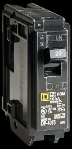 Square D Homeline 20 Amp Single-Pole Plug-On Neutral Dual Function ...