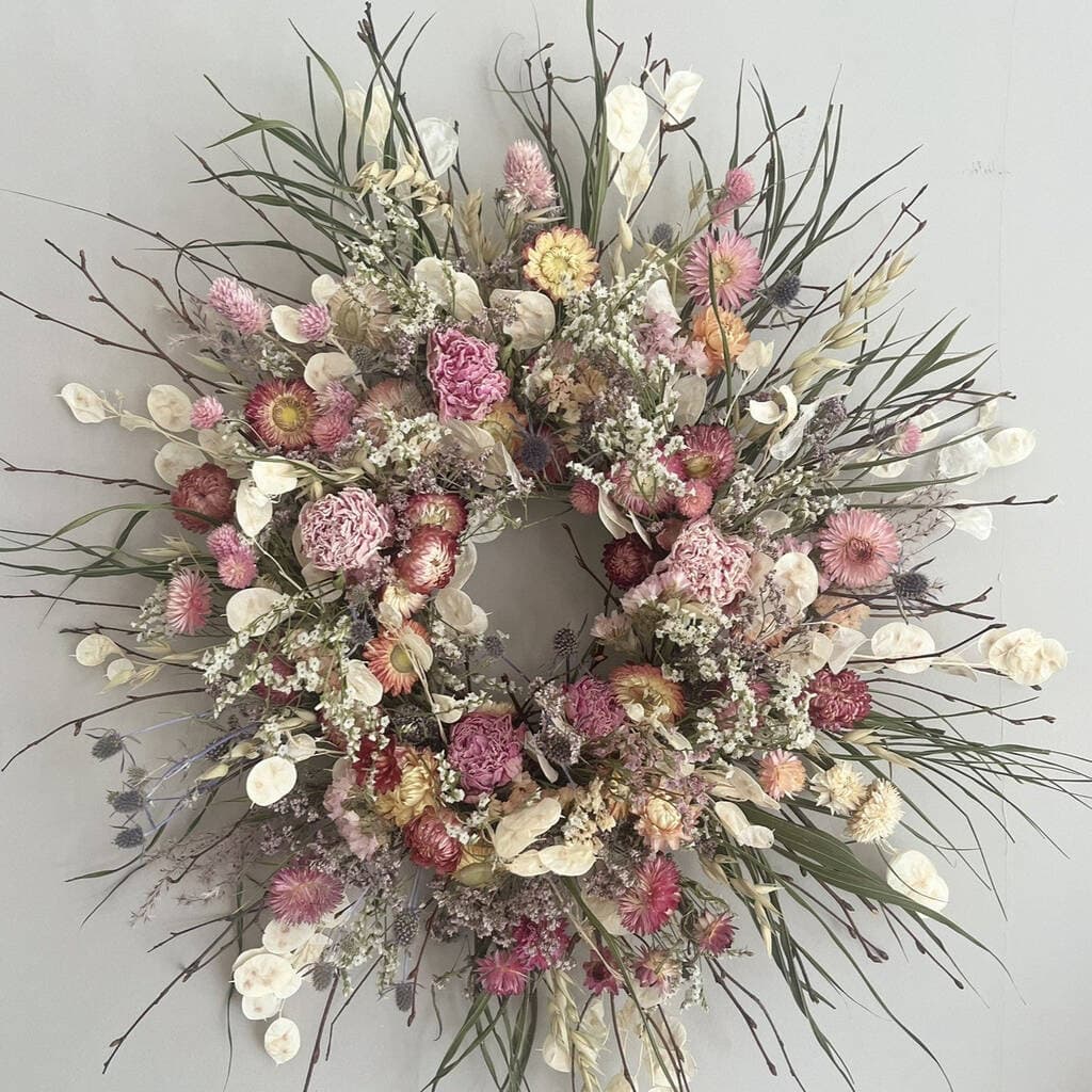 Wildflower Bespoke Pink Dried Flower Wreath By Wildflower & Berry