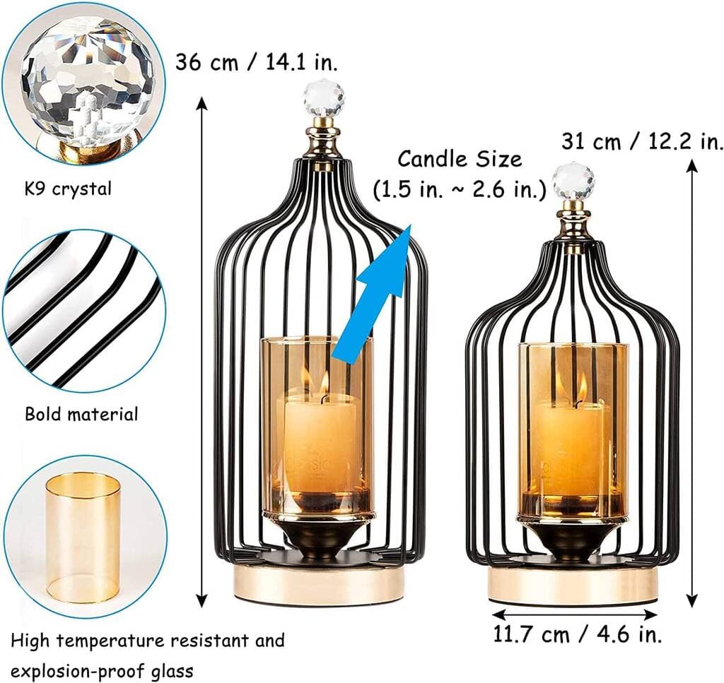 Set Of Two Hurricane Candle Holder Lantern Decorative By Momentum