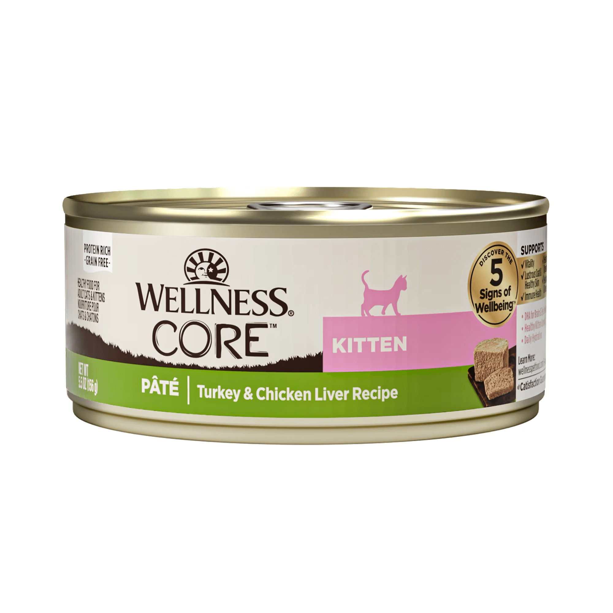 Wellness Core Pate Kitten Turkey & Chicken Liver Canned Cat Food 5.5oz ...