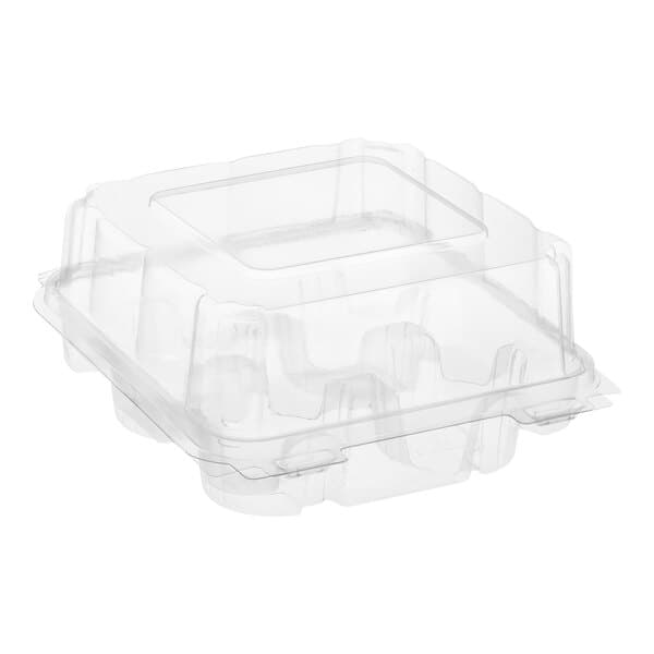 Good Natured 4-Compartment Clear PLA Hinged Cupcake / Muffin Container ...