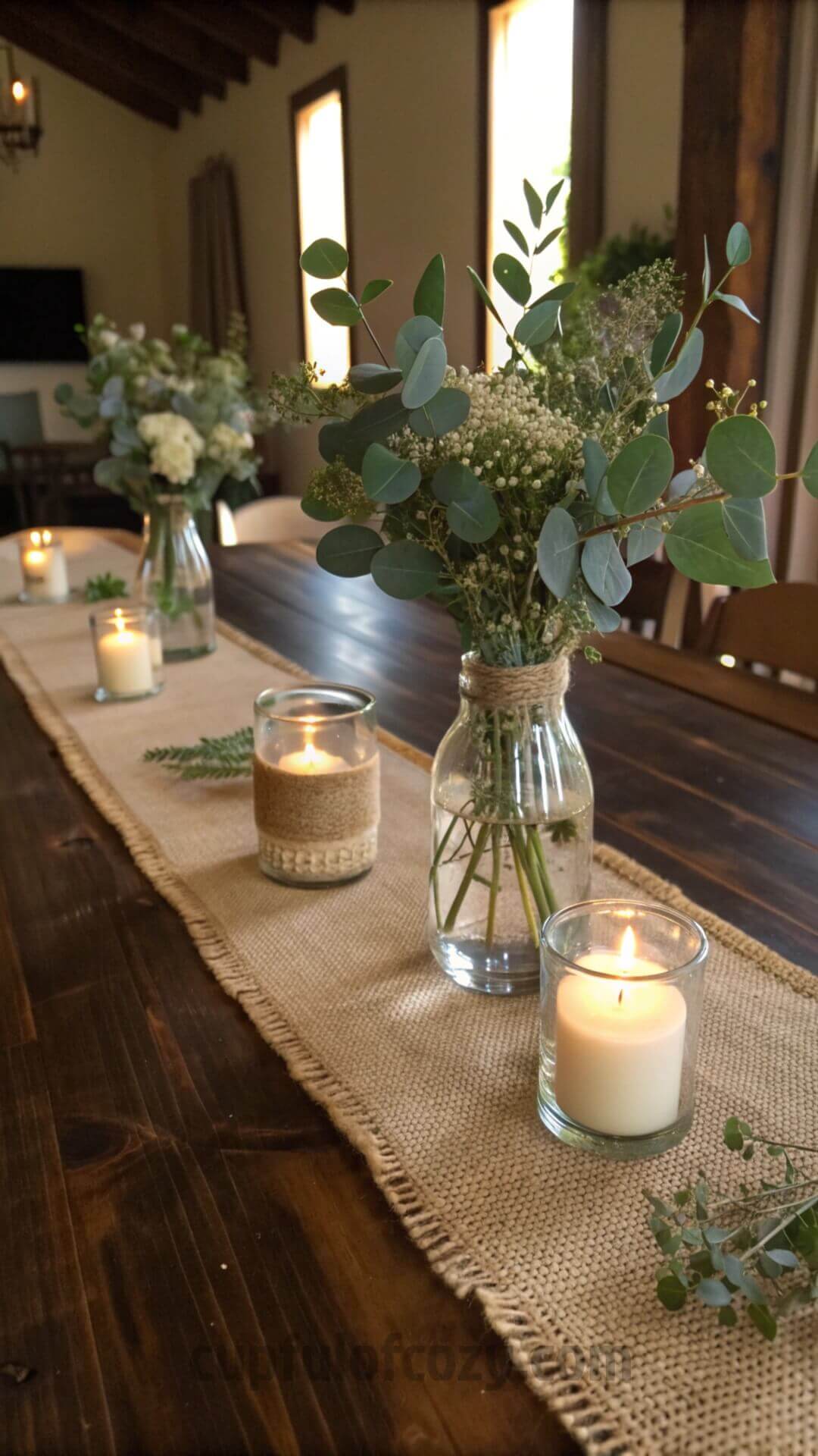 10 Burlap Eucalyptus Table Runner Ideas for a Fresh Farmhouse Look ...