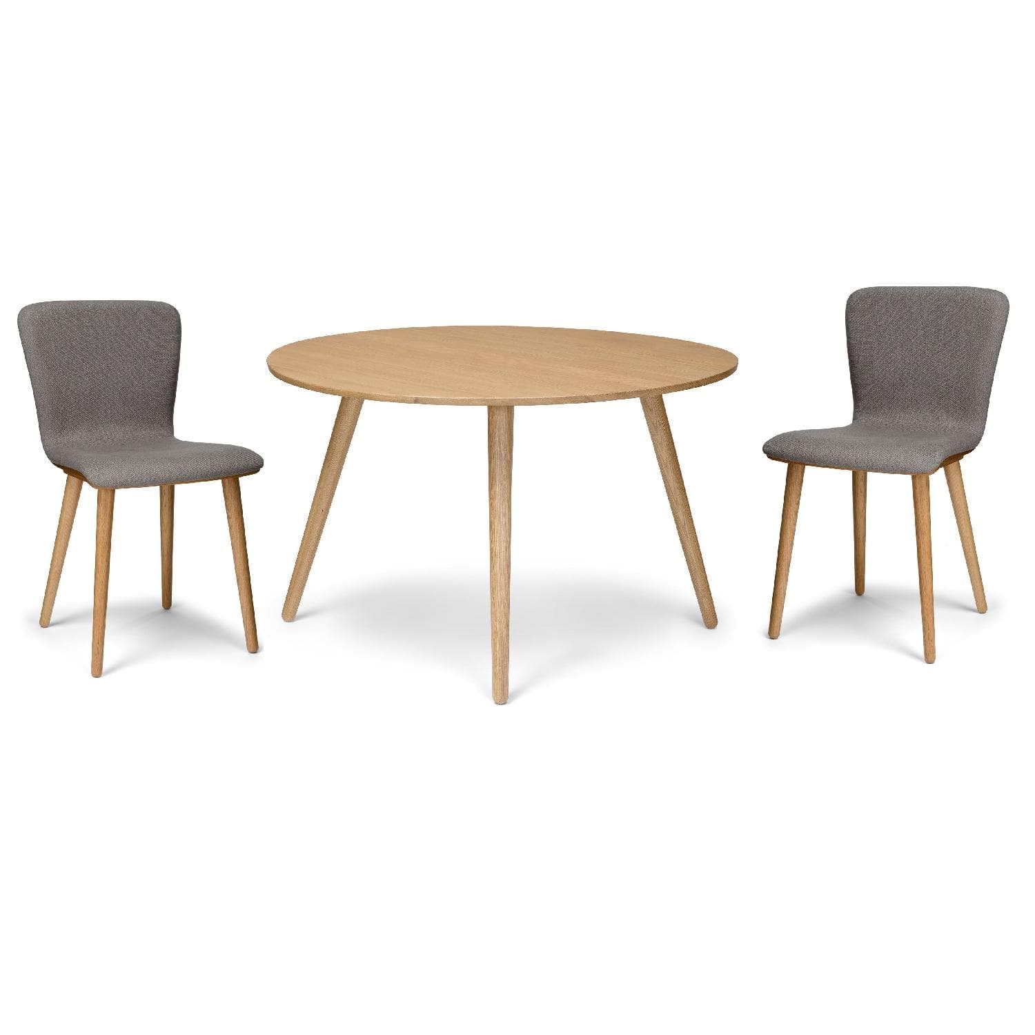 Article Seno Oak Round Dining Table w/ 2 Chairs - AptDeco