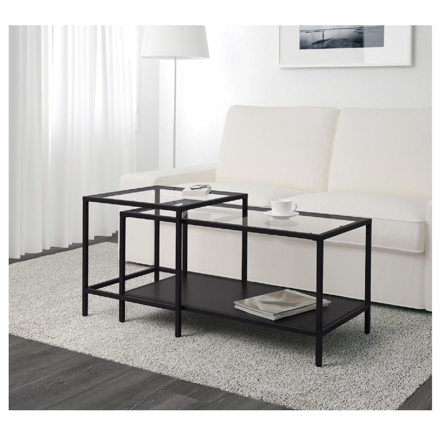 Ikea Vittsjo Glass Nesting Coffee Table - AptDeco