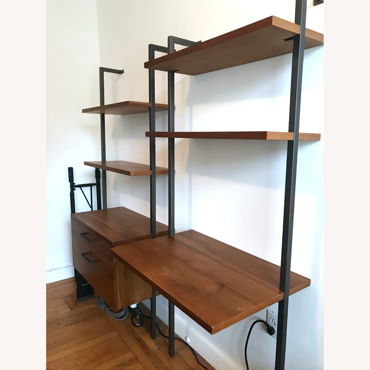 CB2 HELIX Acacia Bookcase with 2 Drawers - AptDeco