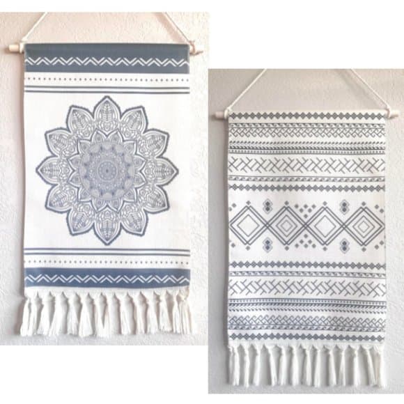 Wall Decor | Set2 Gray Beige Boho Mandala Aztec Ethnic Print Tapestry ...
