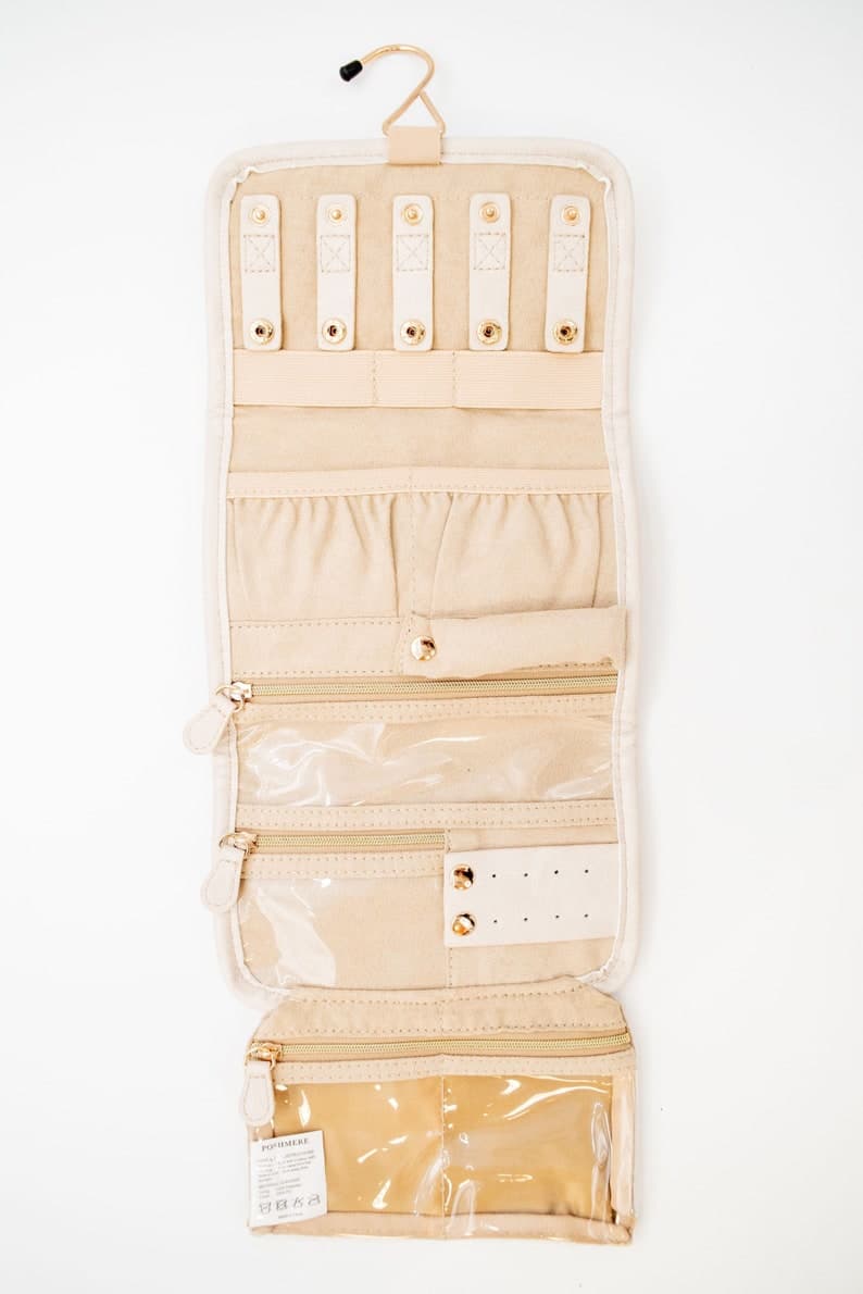Vegan Leather Small Travel Jewelry Organizer Bag - BEIGE - Etsy