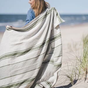 Linen Beach Towel, French Style Linen Beach Blanket, Striped Linen ...