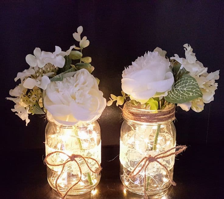 Mason Jars With Fairy Lights