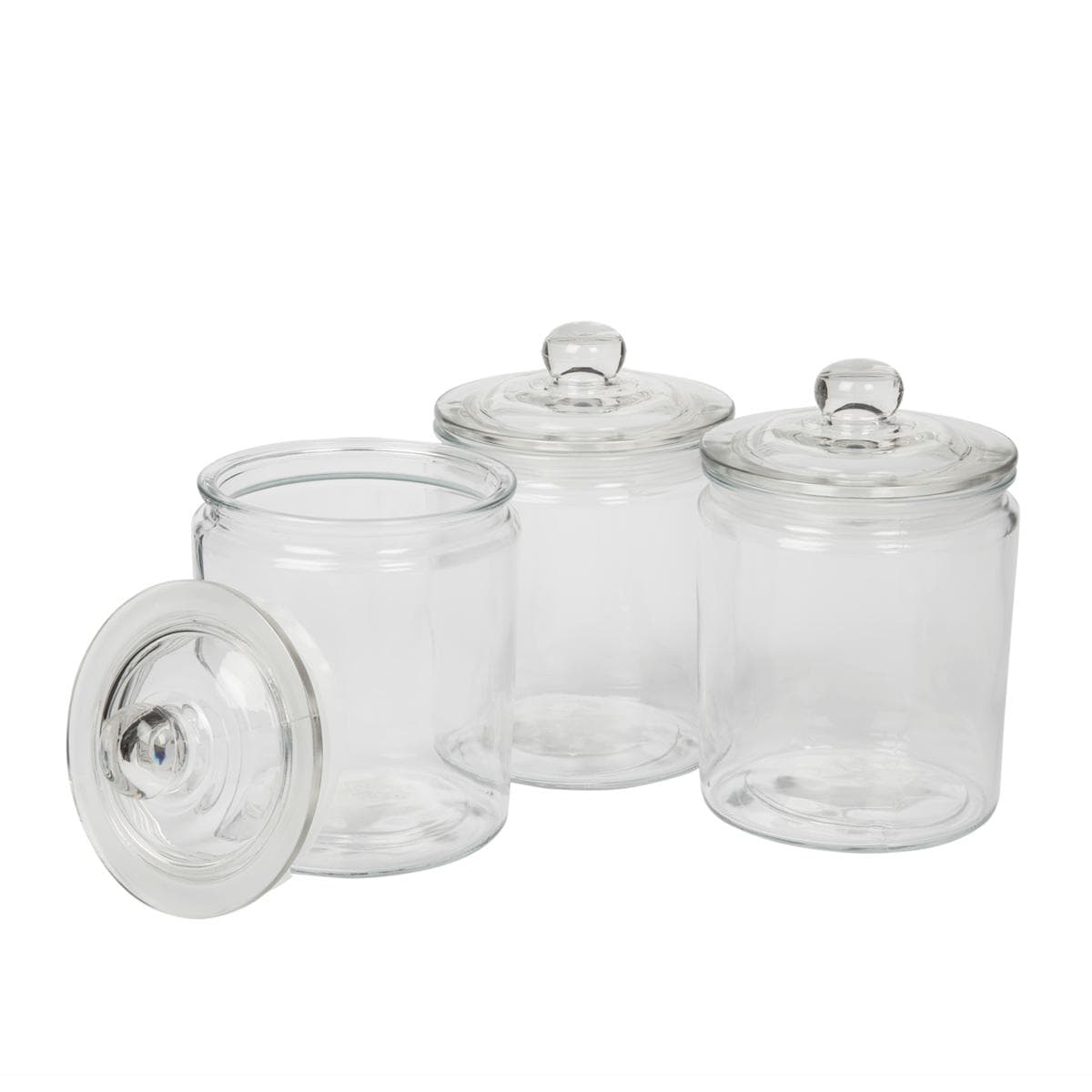 Mason Craft and More 2L Apothecary Glass Jars w Glass Lids - Set of 3 ...