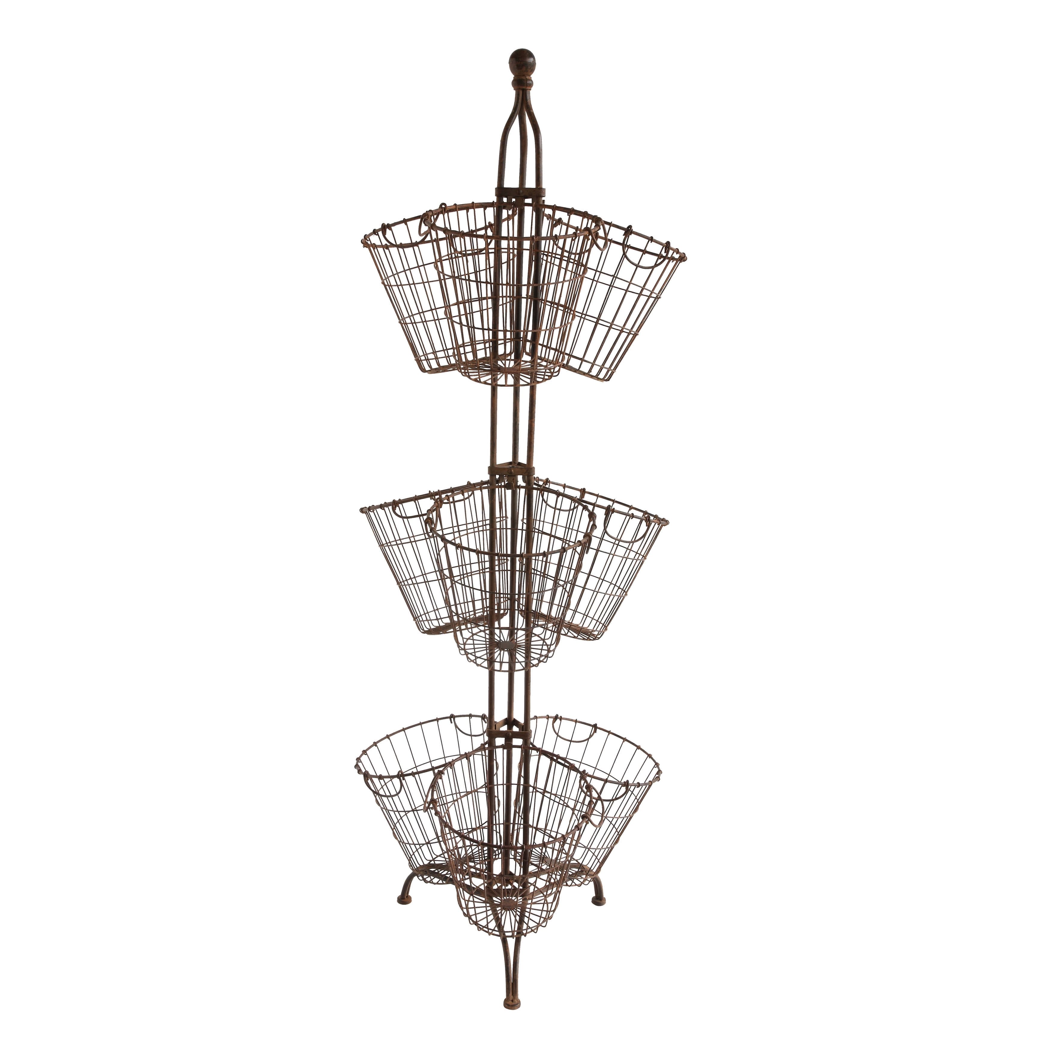 Creative Co-Op Tall Metal Stand with 9 Wire Baskets - Walmart.com
