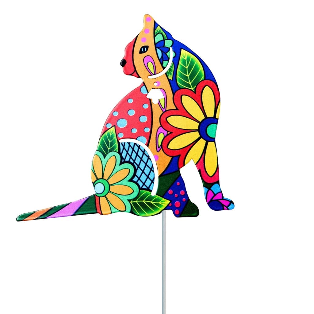 Cat Garden Stake Decor 7 Inch Colorful Kitten Stakes Metal Yard Art ...