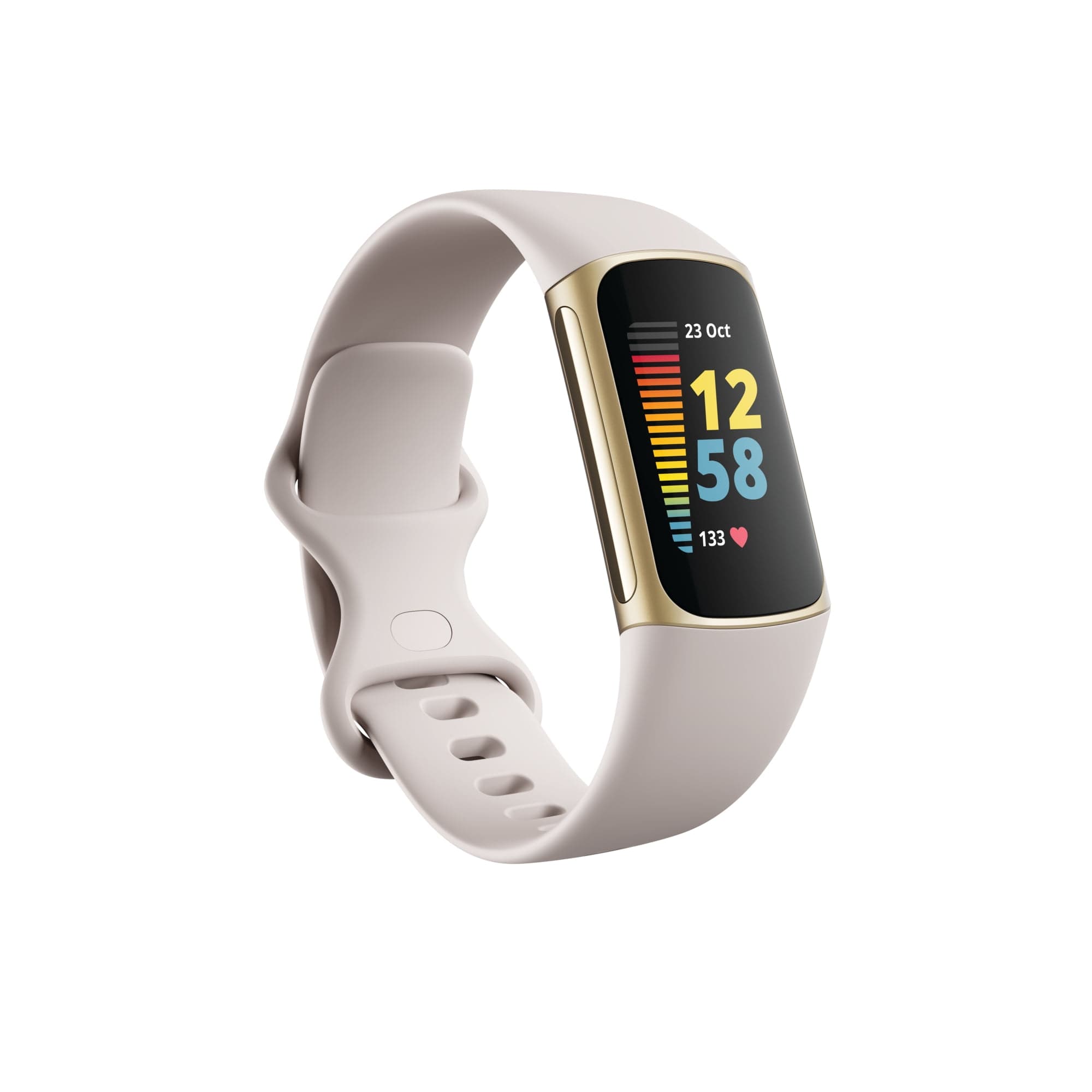 Fitbit Charge 5 Fitness Tracker - Lunar White/Soft Gold Stainless Steel ...