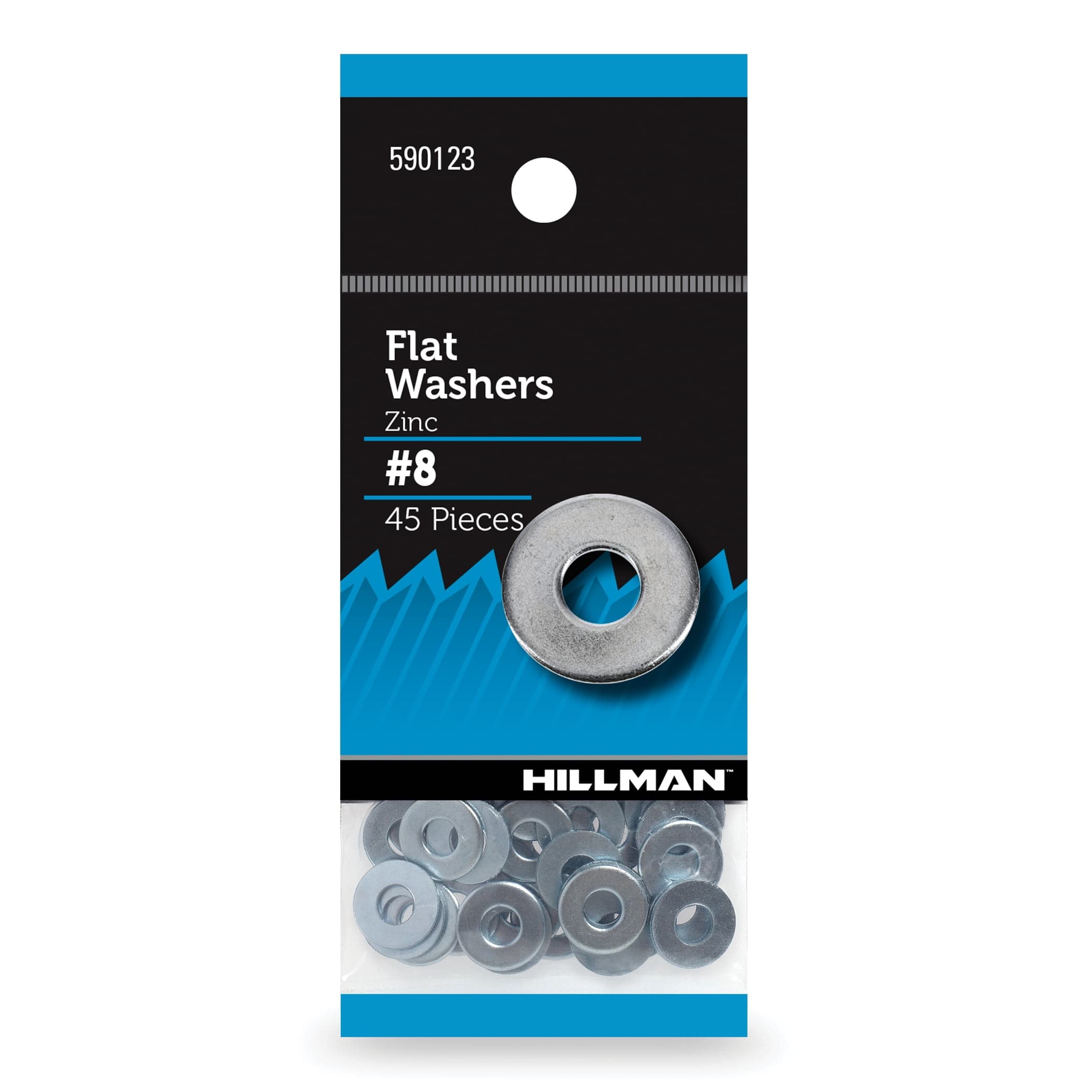 Hillman Flat Washers, USS Washers, #8, Zinc Plated, Steel, Pack of 45 ...