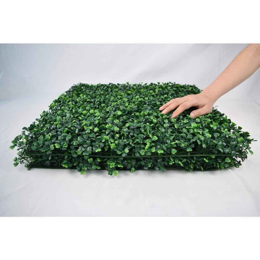 12- Piece 20 in. x 20 in. Artificial Boxwood Hedge Wall Panel Grass ...