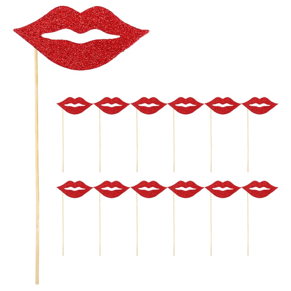 20 Pcs Party Lips Photo Booth Props Kit Birthday Picture Red - Walmart.com