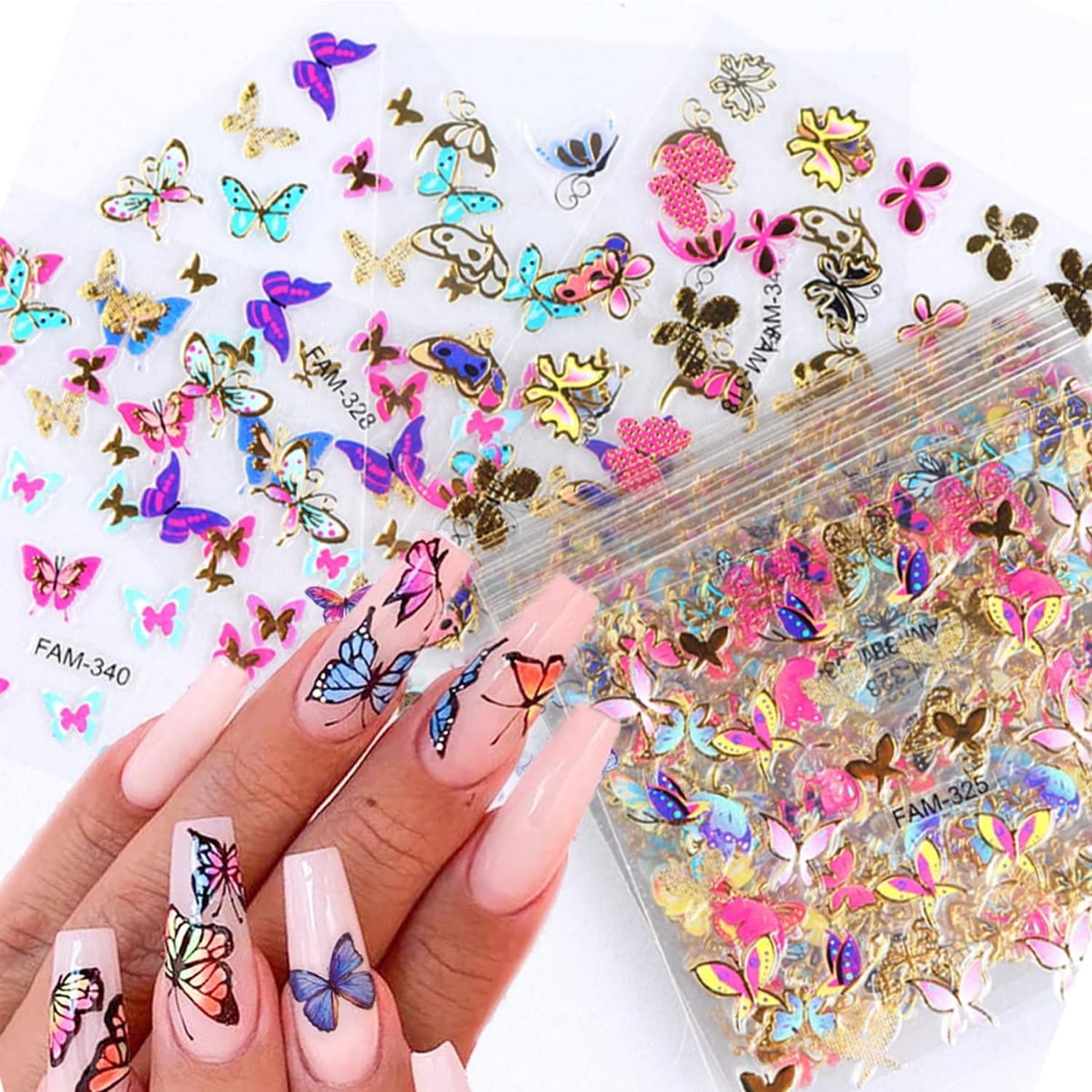 30Pcs Nail Art Stickers 3D Self-Adhesive Colorful Nail Stickers Decals ...