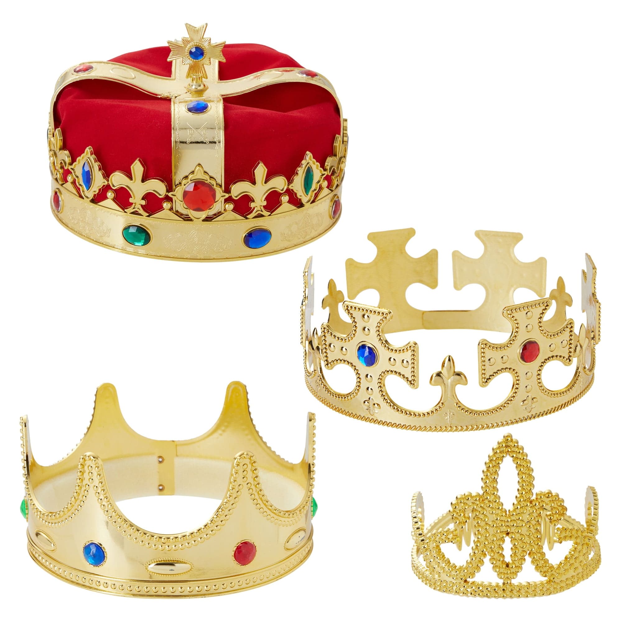 4-Piece Gold King & Queen Crowns Set - Birthday Party Favors, Costume ...