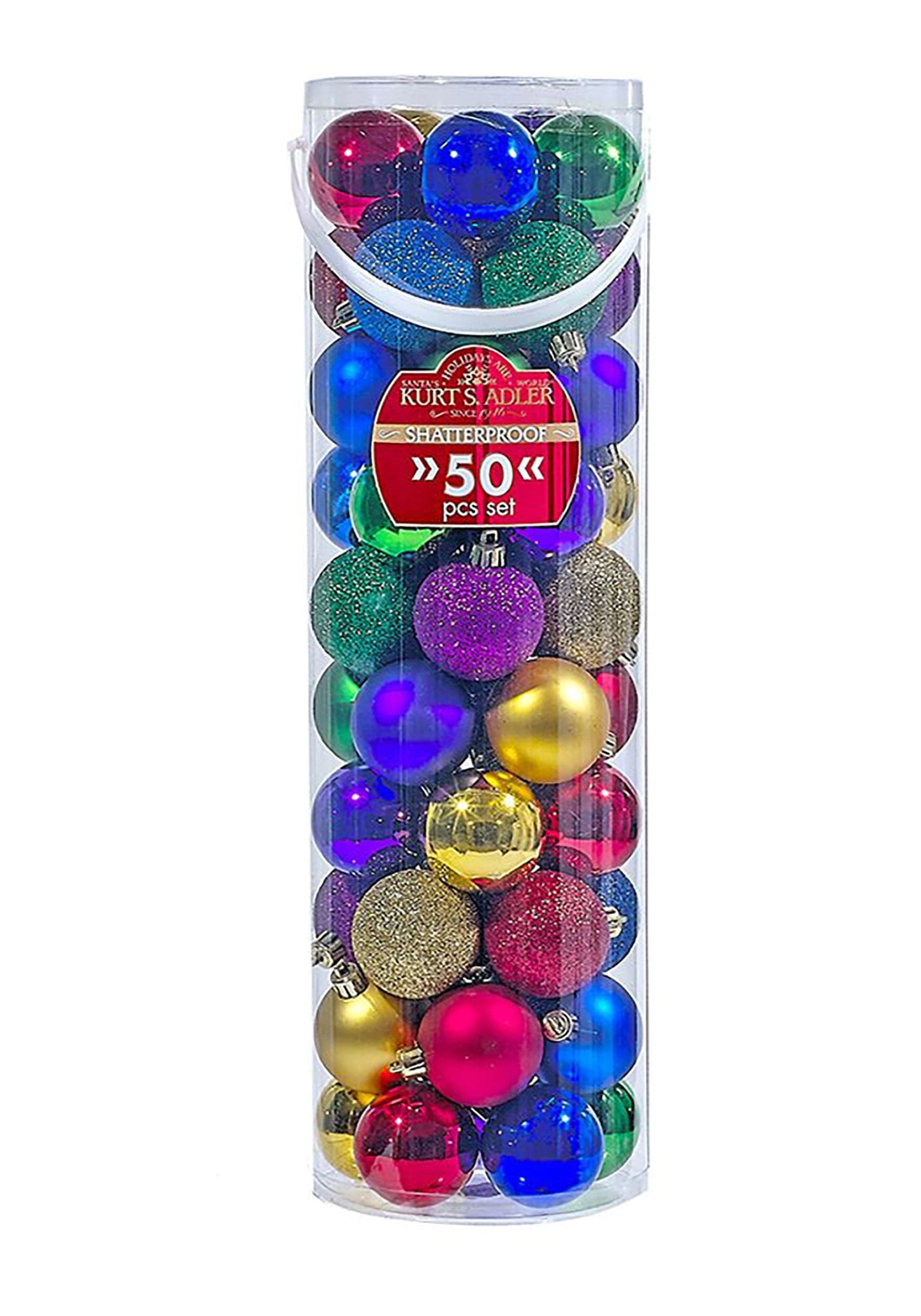 50 pc Multicolor Shatterproof Christmas Ornament Ball Set - Walmart.com