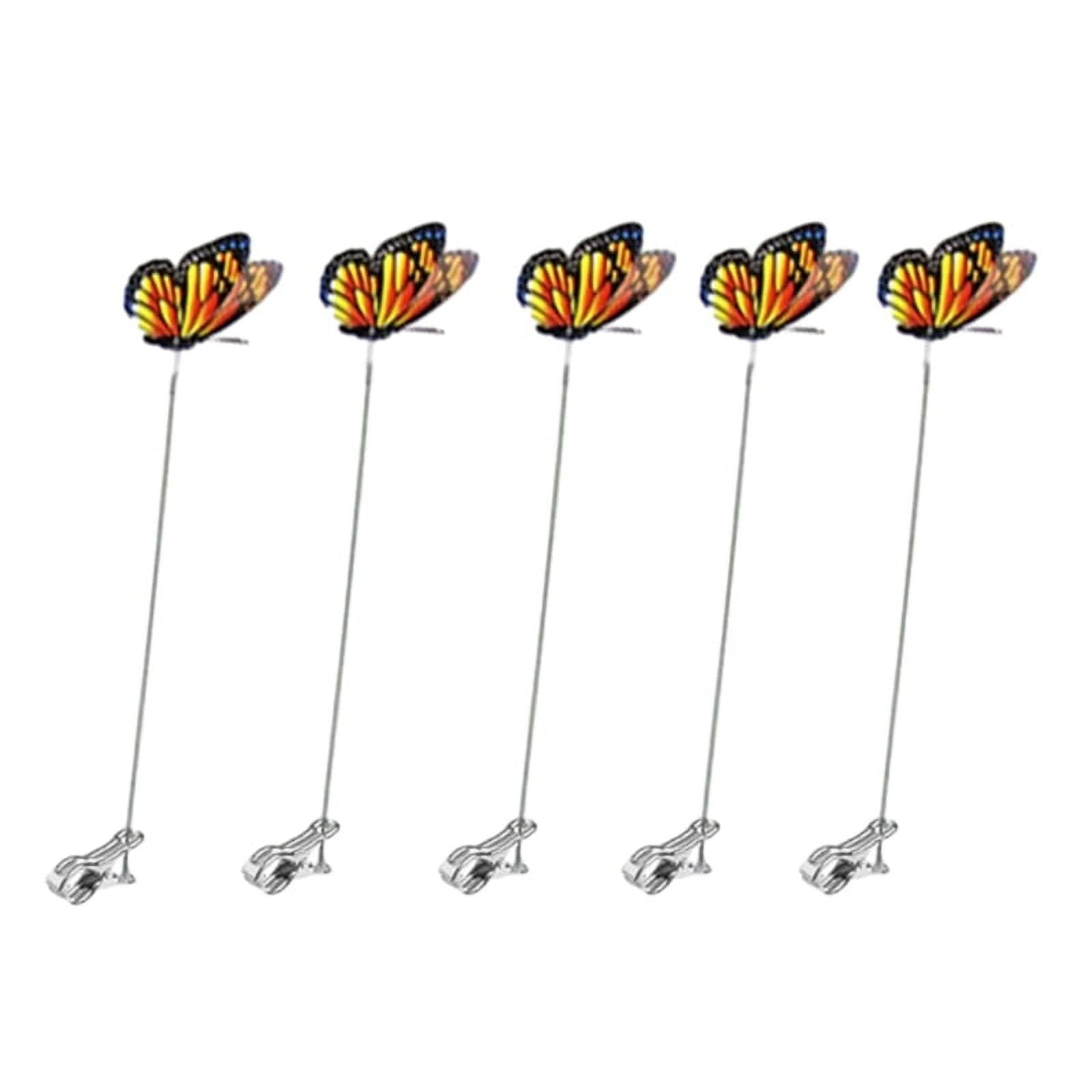 5pcs Garden Butterfly Stakes Clips Decorative Yard Planter Flower Pots ...