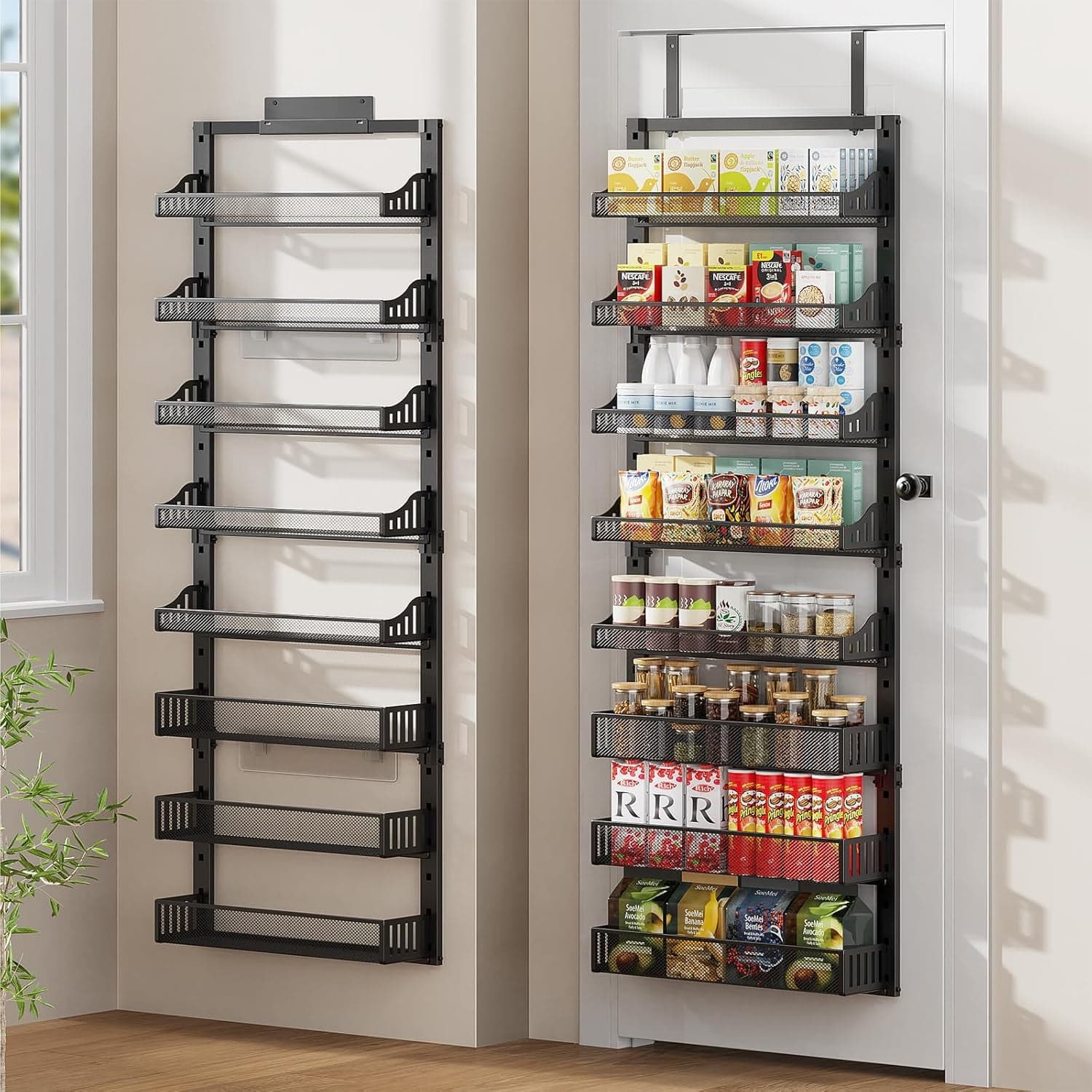 8-Tier Over the Door Pantry Organizer, Large Metal Door Spice Rack with ...