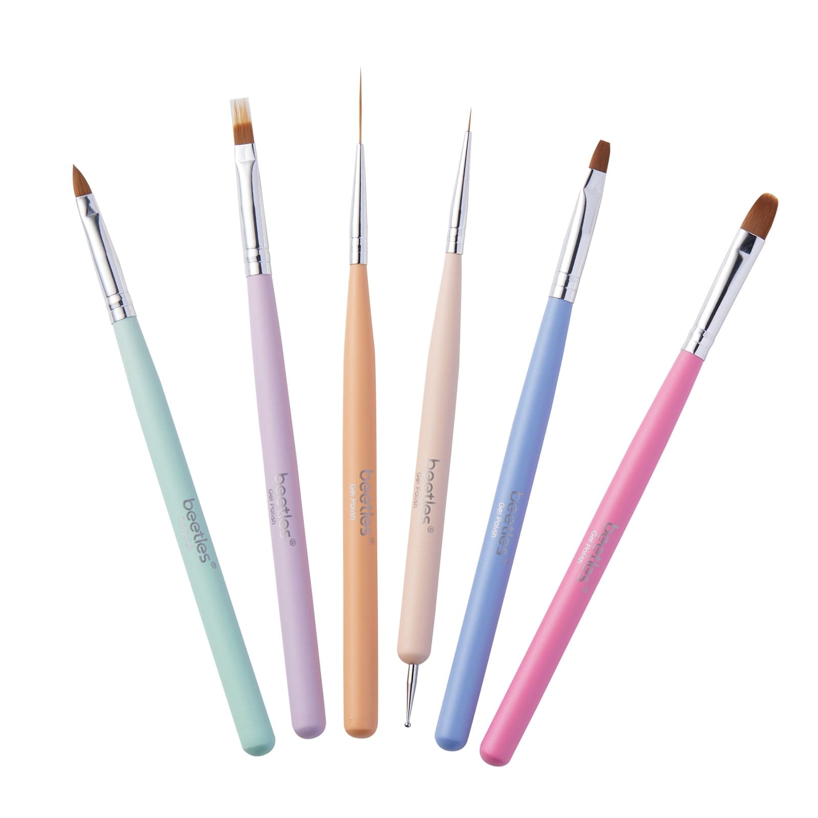 Beetles 6Pcs Nail Art Brushes Set, Gel Polish Design Pen, DIY Manicure ...