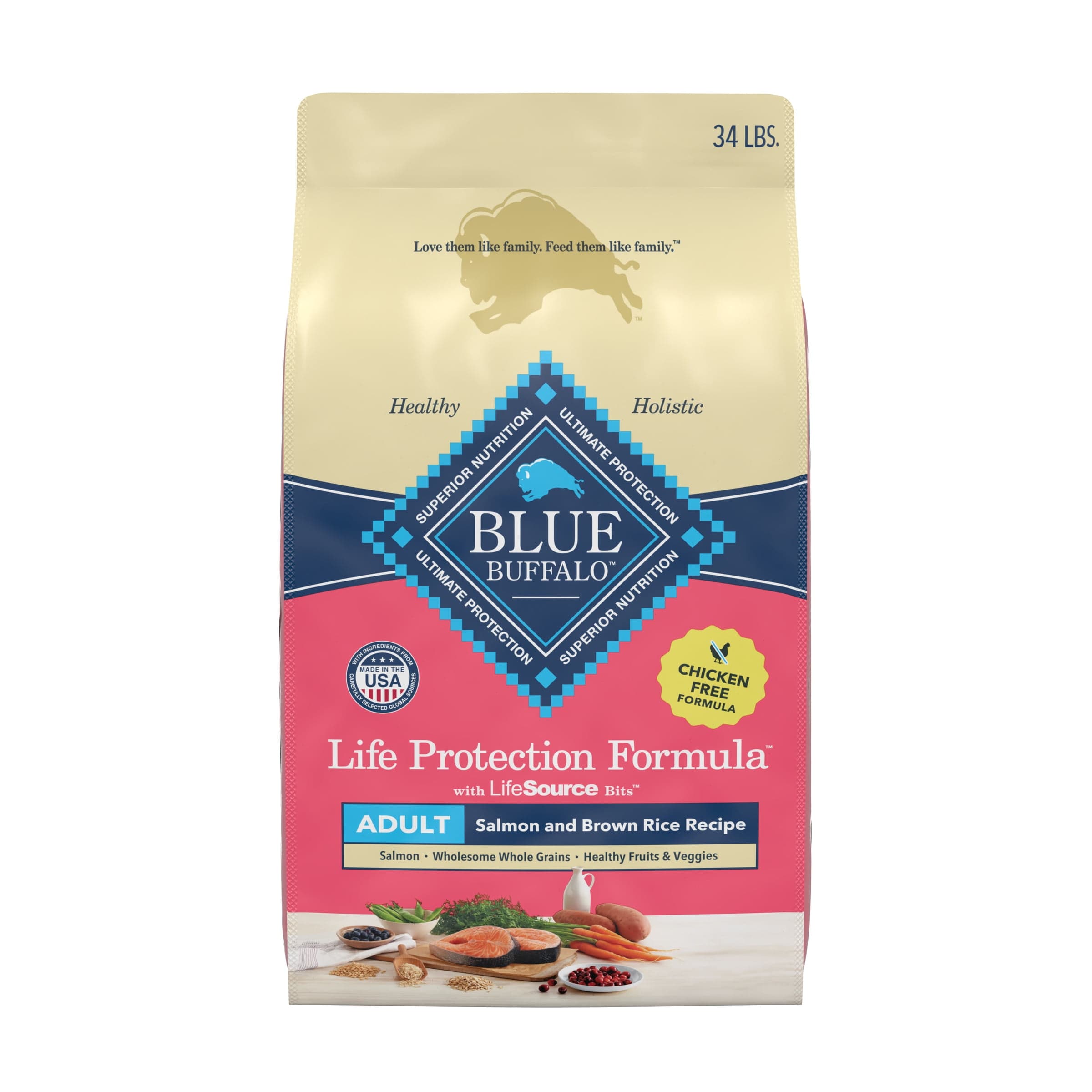 Blue Buffalo Life Protection Formula Adult Dry Dog Food, Salmon & Brown ...