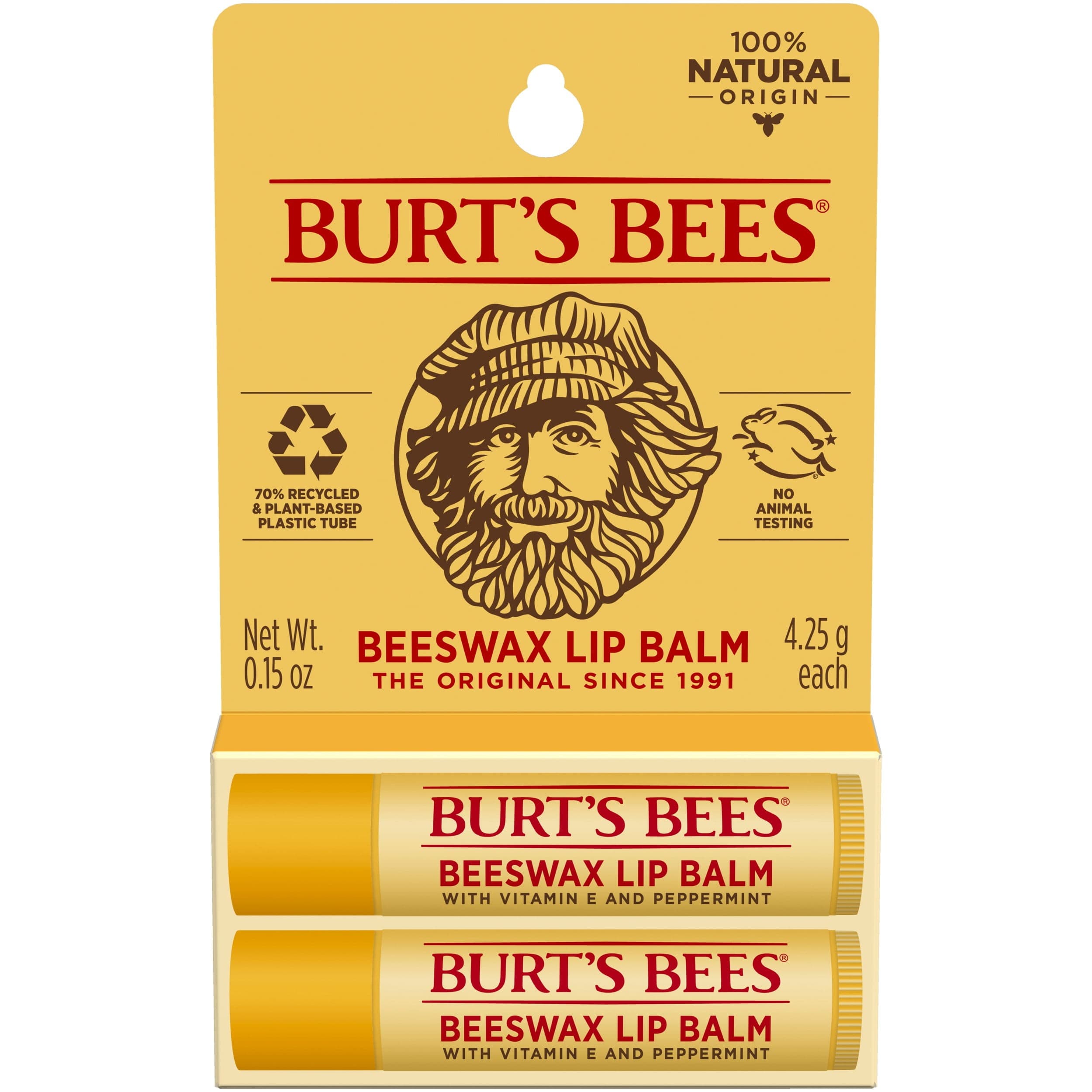 Burt's Bees 100% Natural Moisturizing Lip Balm, Beeswax ...
