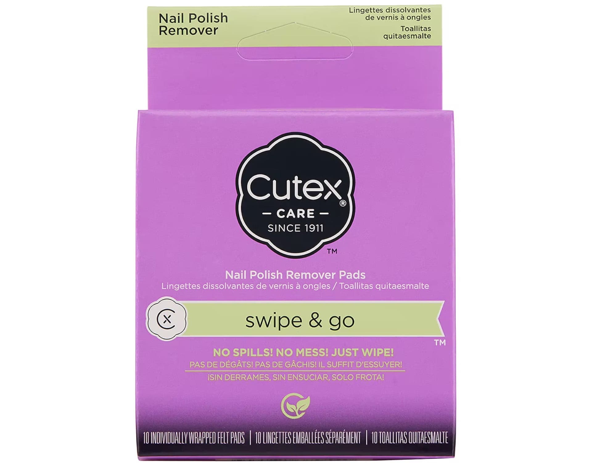Cutex Swipe and Go Acetone Nail Polish Remover Pads for Finger Care, 10 ...