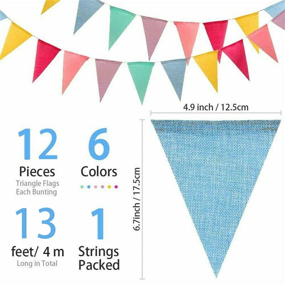 Dreamhall 12Pcs Flag Pennants 6 Color Pennant Banner Imitation Linen ...