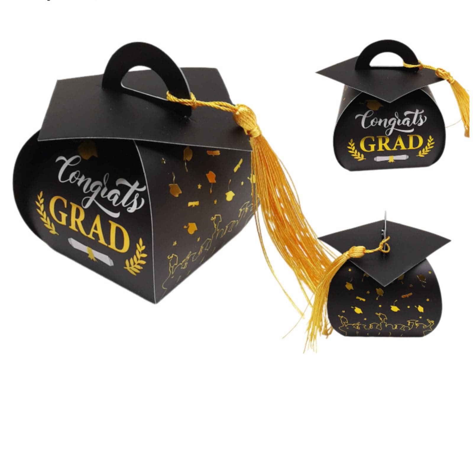 Graduation Cap Theme Candy Gift Box with Tassel, 10-Piece Set for ...