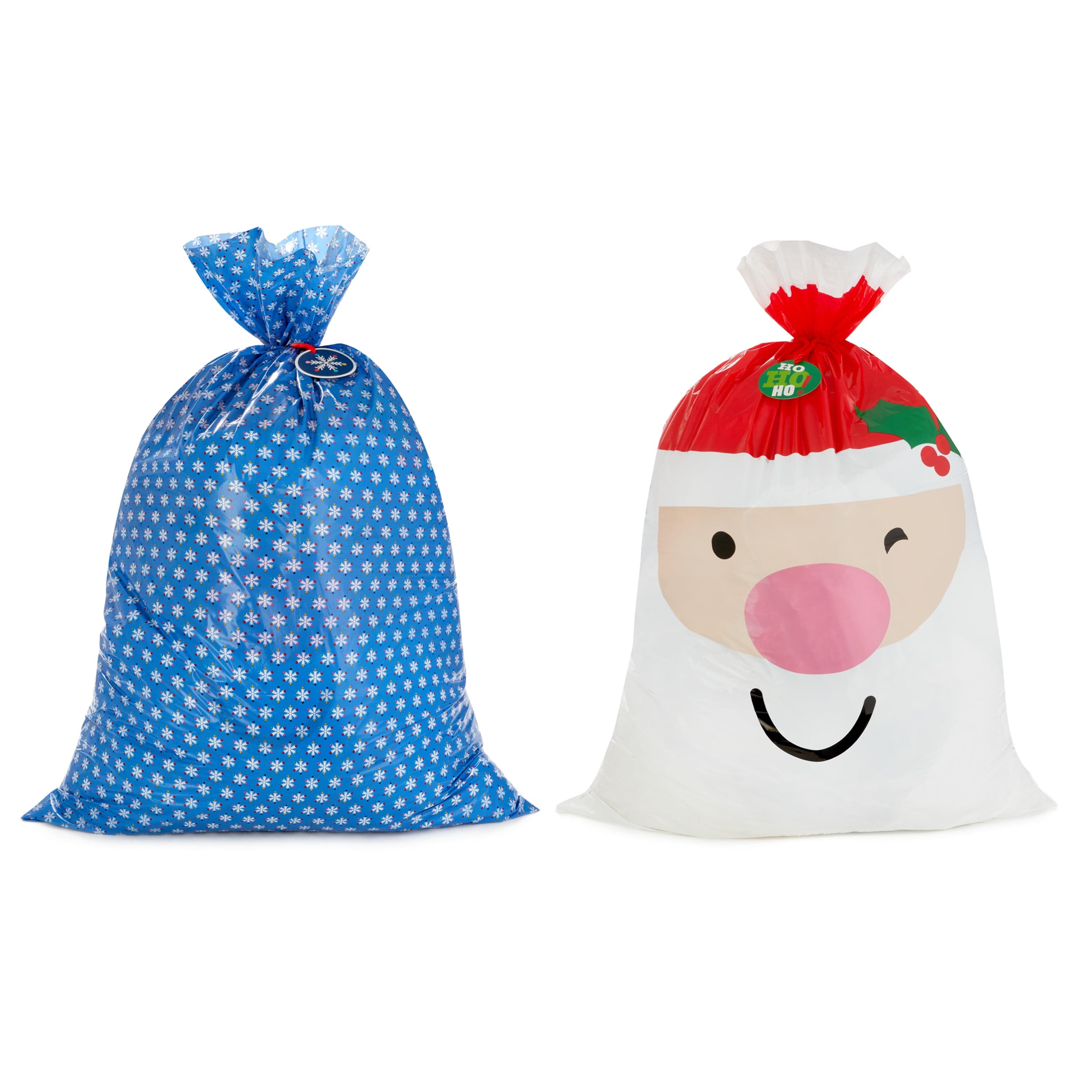Hallmark Jumbo Plastic Christmas Gift Bags with Gift Tags and Tie Cords ...