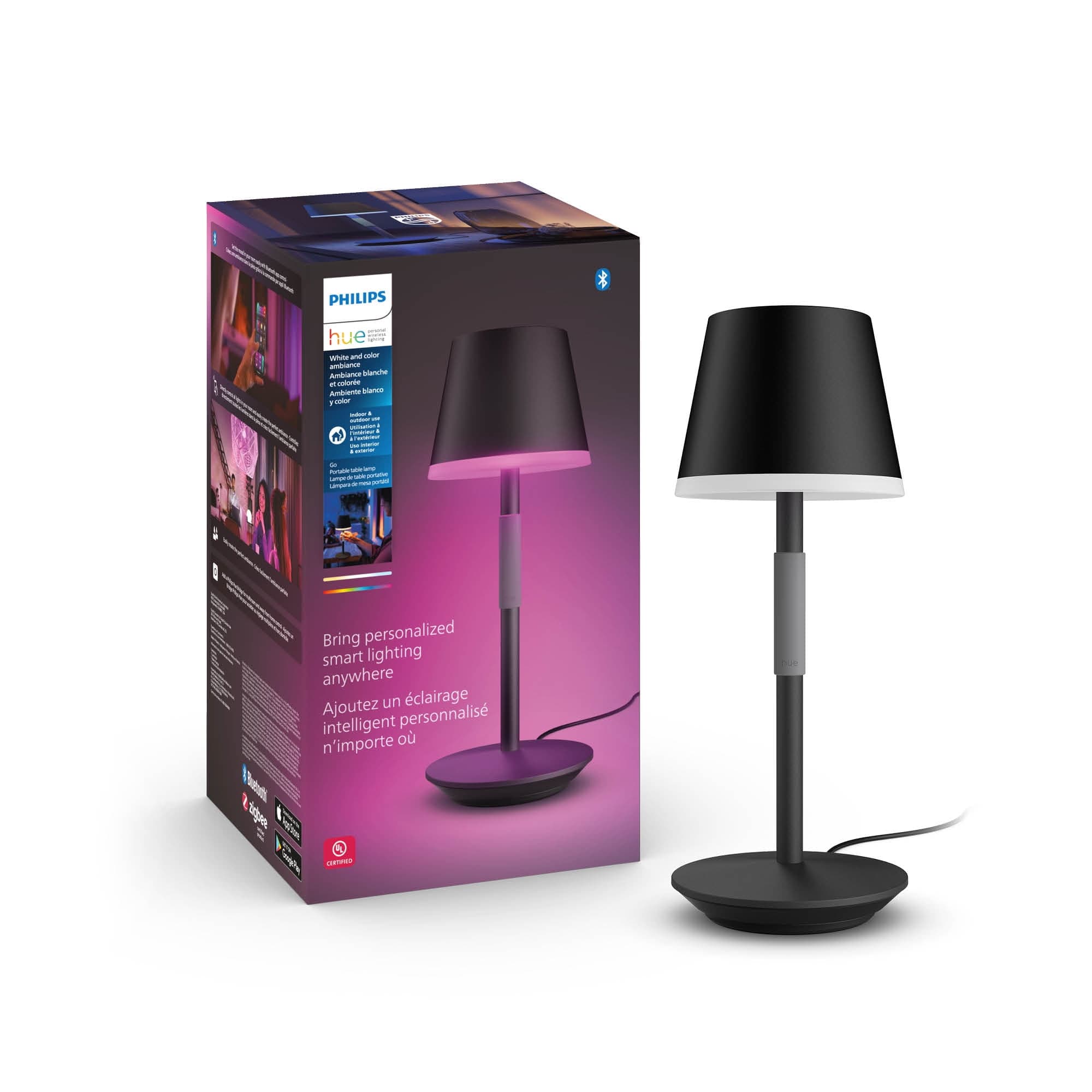 Hue 576454 Philips Go Smart Lights Black Portable Table Lamp - Walmart.com